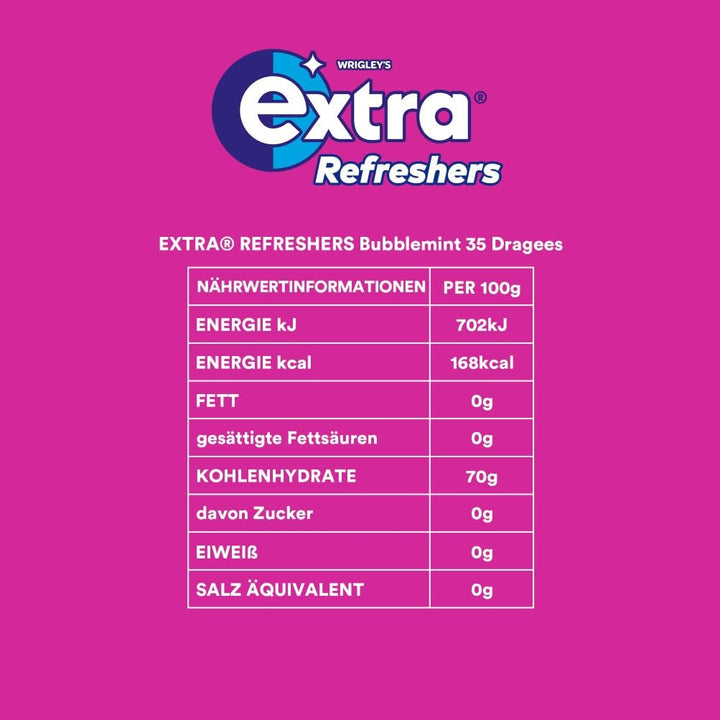 EXTRA® REFRESHERS Dose Bubblemint, erfrischendes Geschmackserlebnis, 6x35 Stück, Bubblemint