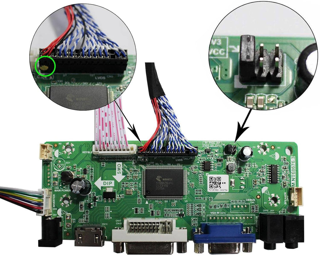 VSDISPLAY HDMI VGA DVI Audio Controller Karte für 15,6" LP156WH1 LTN156AT01 N156B3 B156XW01 1366x768