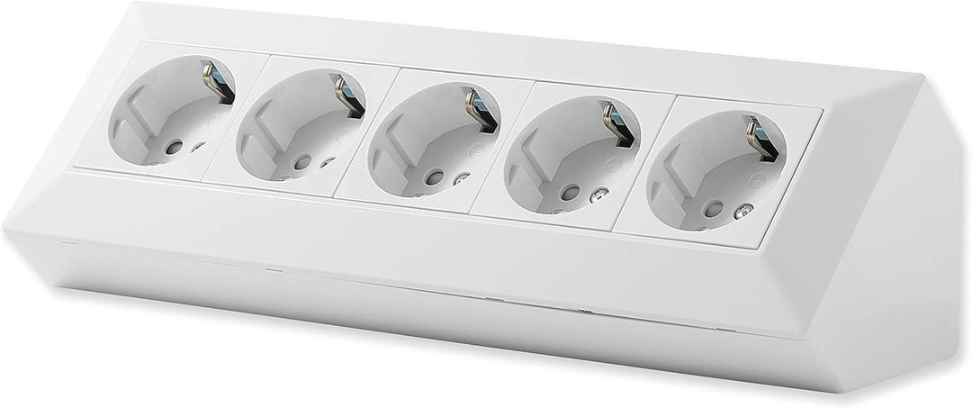 Eck-Steckdose Schuko, USB für Küche, Büro, Werkstatt. Steckdosenleiste für Küchen-Arbeitsplatte, Auf