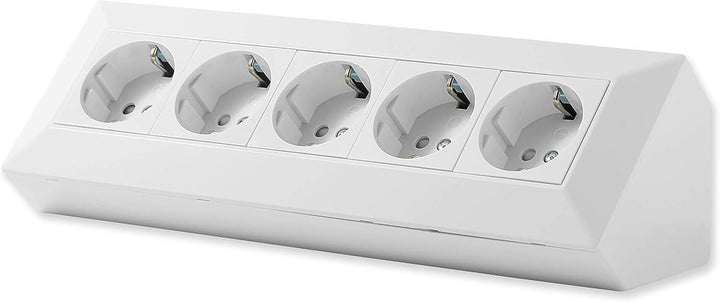 Eck-Steckdose Schuko, USB für Küche, Büro, Werkstatt. Steckdosenleiste für Küchen-Arbeitsplatte, Auf
