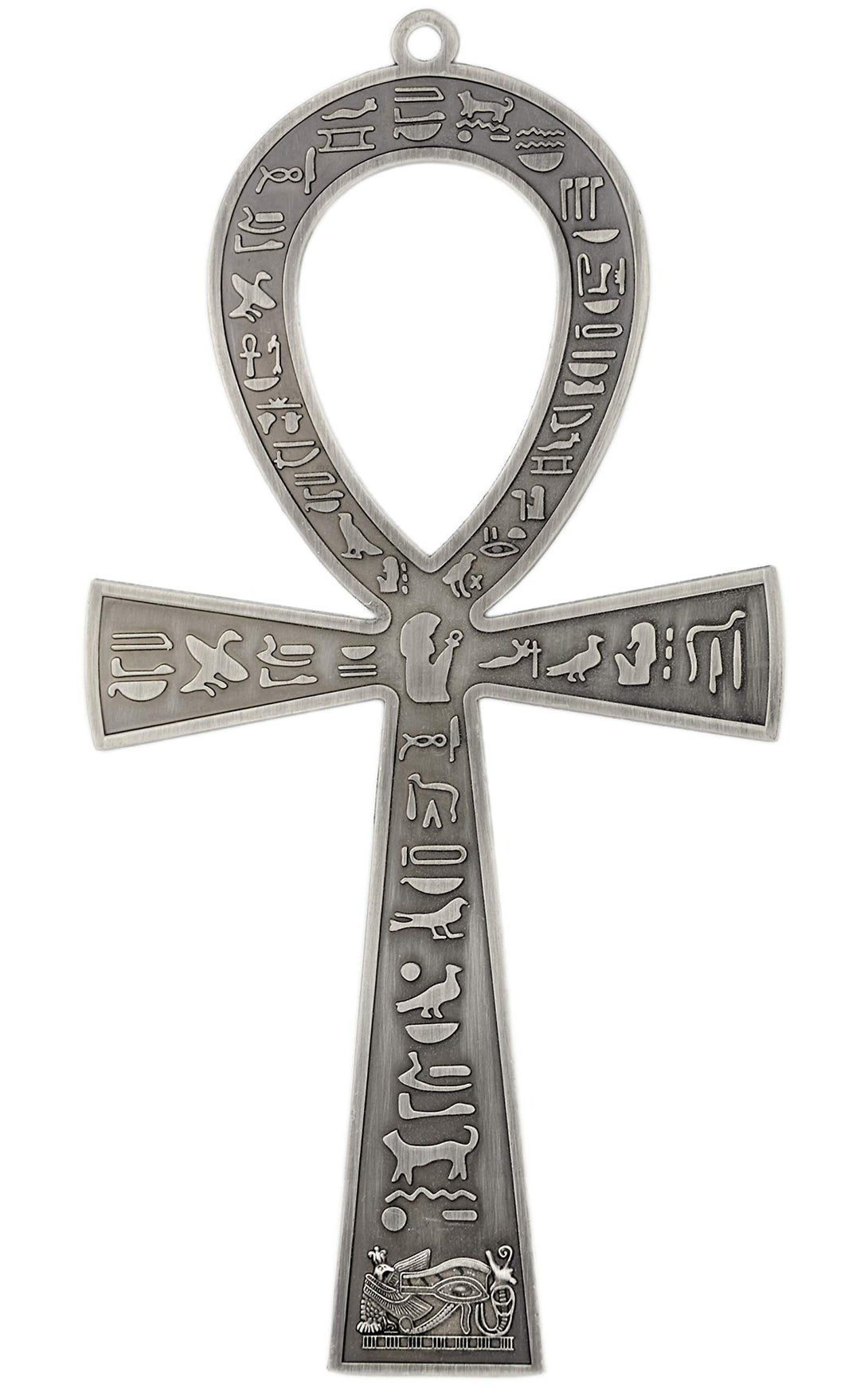 NileCart™ 21,6 cm grosses ägyptisches ANKH Kreuz aus Metall, hergestellt in Ägypten (antikes Silber)