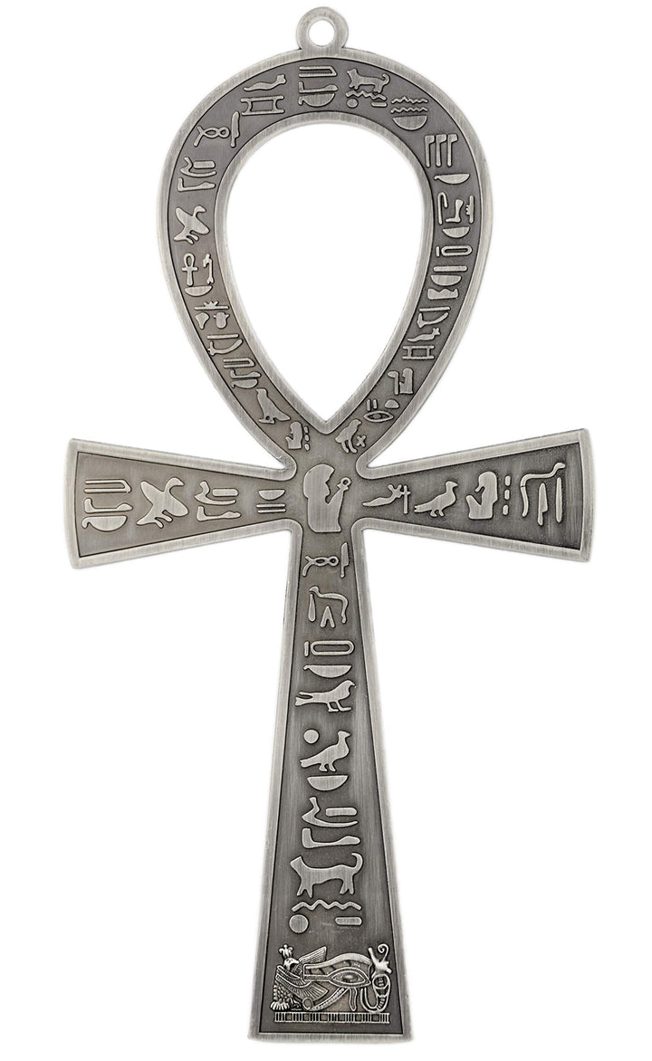 NileCart™ 21,6 cm grosses ägyptisches ANKH Kreuz aus Metall, hergestellt in Ägypten (antikes Silber)