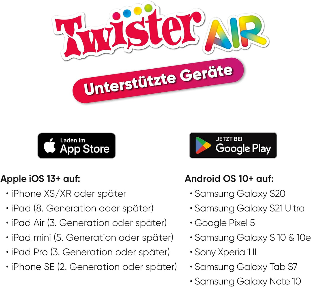Hasbro Twister Air Spiel, AR Twister App Spiel, Verbindung mit Smart Geräten, Bewegungsspiel, ab 8 J