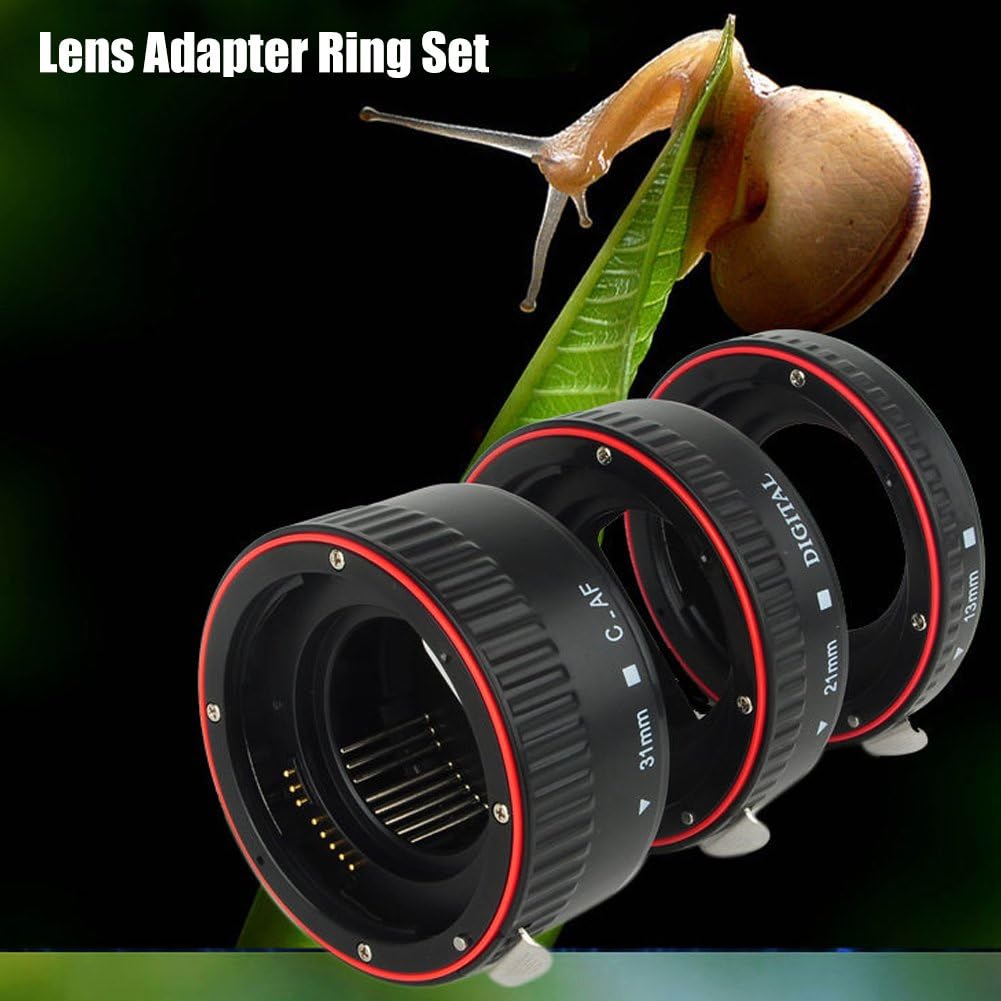 Lazmin Adapterringe-Set, Red Metal Auto Focus Macro Extension Tube Set für EOS EF Objektiv, 3 Ringe