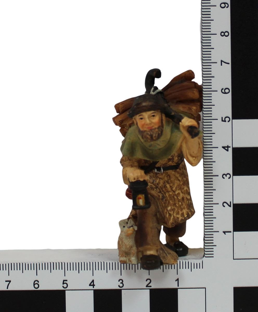ZICOM Krippenfigur Miniaturfigur Hirte mit Holz und Laterne Höhe 6,7cm handbemalt Polyresin, Modellb