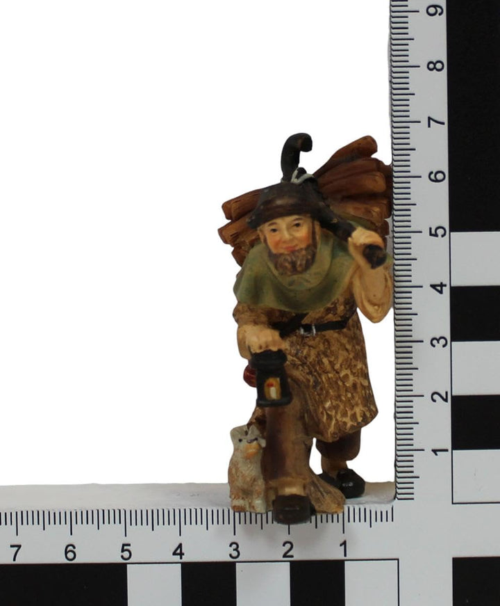 ZICOM Krippenfigur Miniaturfigur Hirte mit Holz und Laterne Höhe 6,7cm handbemalt Polyresin, Modellb