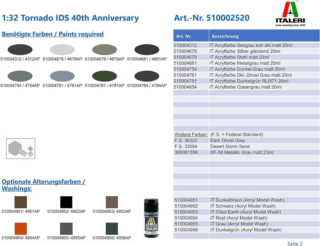Italeri 2520 1:32 Tornado IDS 40th Anniversary - Modellbau, Bausatz, Standmodellbau, Basteln, Hobby,