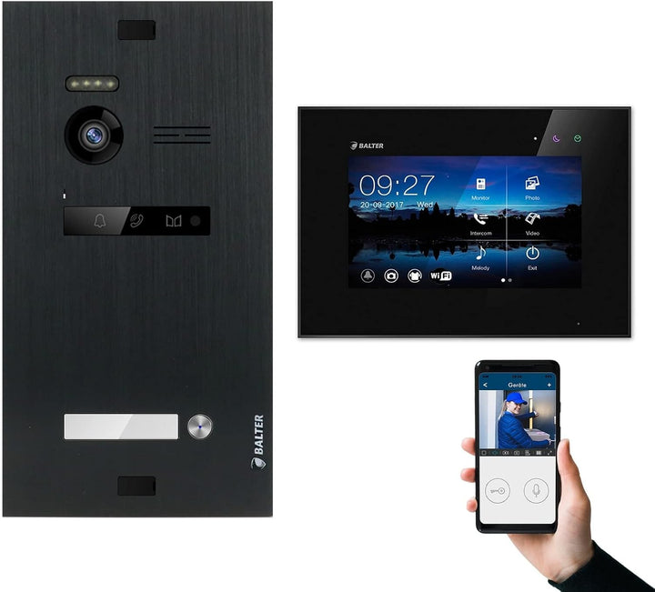 Nonic Balter EVO Video-Türsprechanlage WLAN Set 1 Familienhaus (1x Türstation mit Kamera Schwarz, 1x