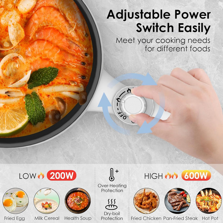 Audecook Elektrische Hot Pot mit Dampfgarer,Elektrische Bratpfanne, Hot Pot Topf 20cm, Antihaft Mini