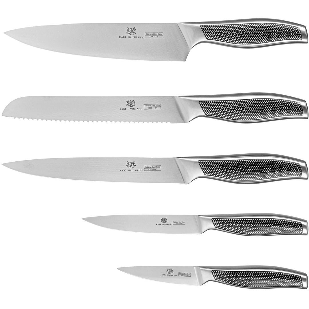 KARL HAUSMANN Messer Set ohne Block - 5 Teilig - Küchenmesser Set aus Edelstahl X30Cr13 - Kochmesser