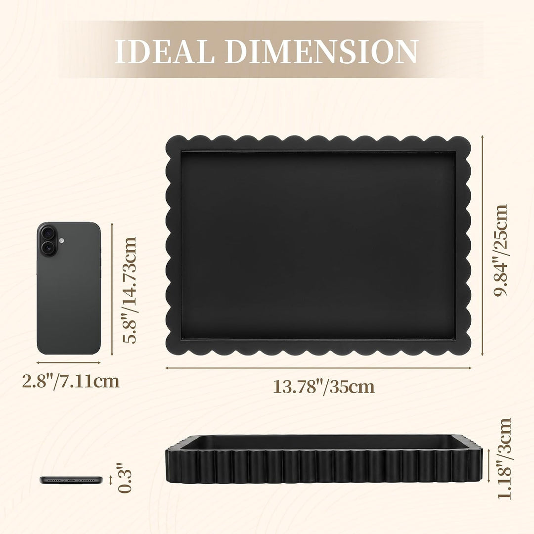 Hanobe Deko Tablett Schwarz 35x25 cm: Modern Serviertablett Holz Rechteckig | Dekotablett gross mit