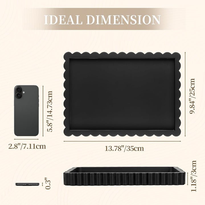 Hanobe Deko Tablett Schwarz 35x25 cm: Modern Serviertablett Holz Rechteckig | Dekotablett gross mit