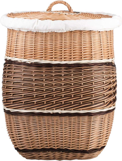 e-wicker24 Wäschekorb aus Weide (50x50 H63, mit Stoffeinlage) 50x50 H63 Mit Stoffeinlage