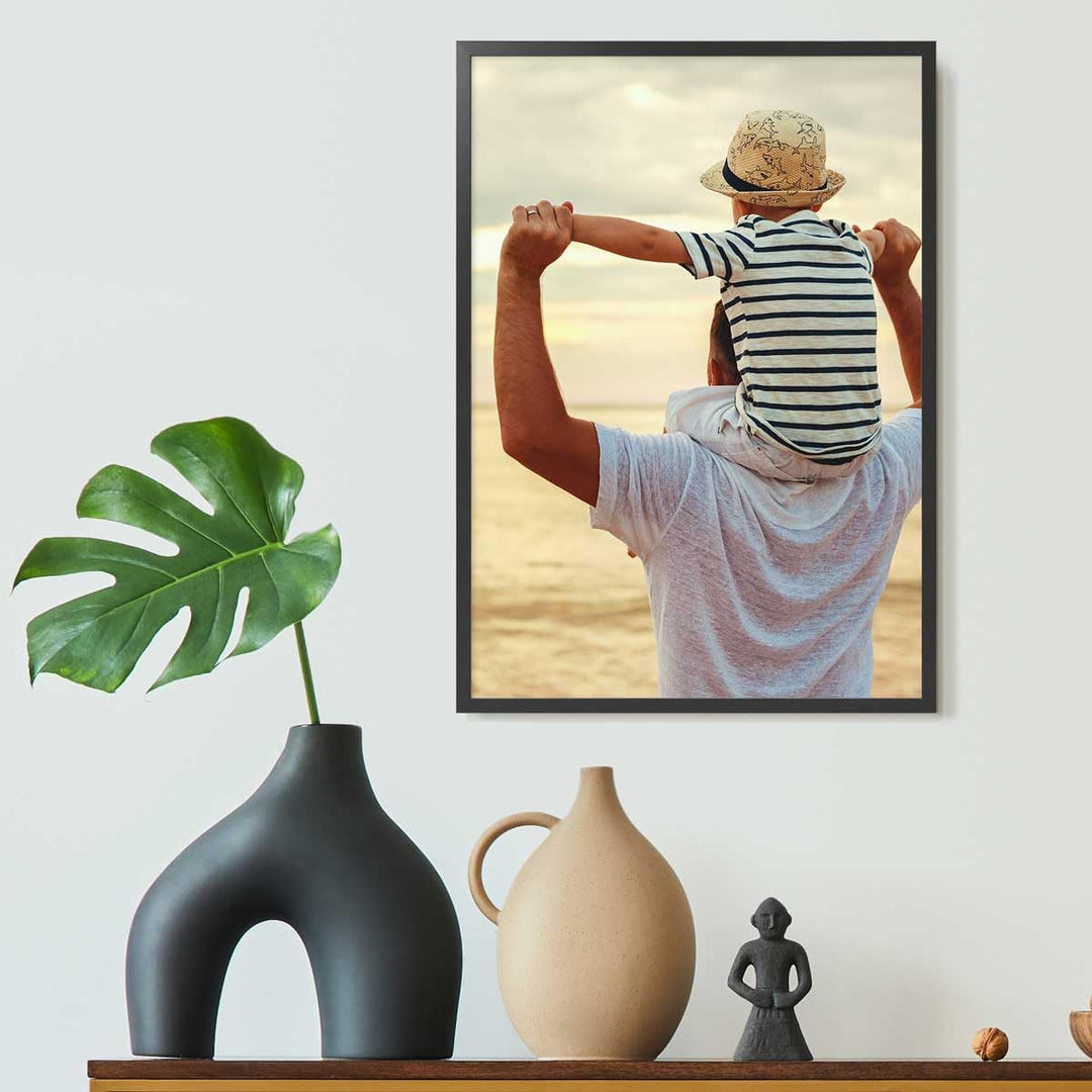 PHOTOLINI Holzrahmen Schwarz 42x59,4 cm / A2 Massivholz mit Acrylglasscheibe | Poster-Bilderrahmen |