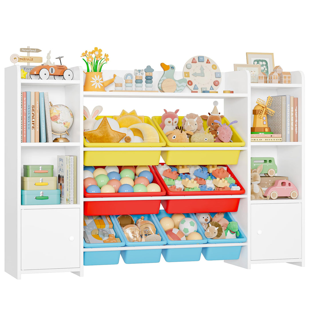 FOREHILL Kinderregal mit 8 bunten Boxen Kinderzimmer Möbel Holz Bücherregal für Kinder Kinderzimmer