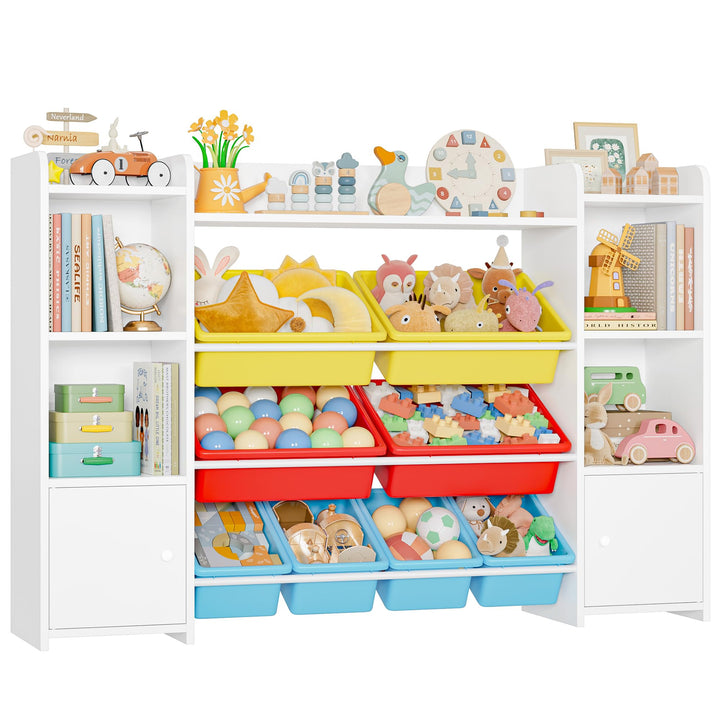 FOREHILL Kinderregal mit 8 bunten Boxen Kinderzimmer Möbel Holz Bücherregal für Kinder Kinderzimmer