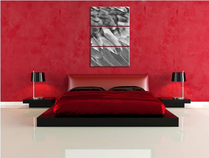 Bunter Papageien Flügel / 3-Teilig/Gesamtmass 120cm Leinwandbild bespannt auf Holzrahmen/Wandbild Ku