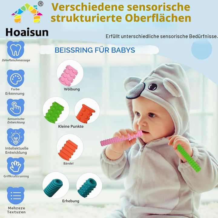 Sensorische Kautuben für Autistische Kinder，4er-Pack Silikon-Kauspielzeug für Kinder mit Autismus, A