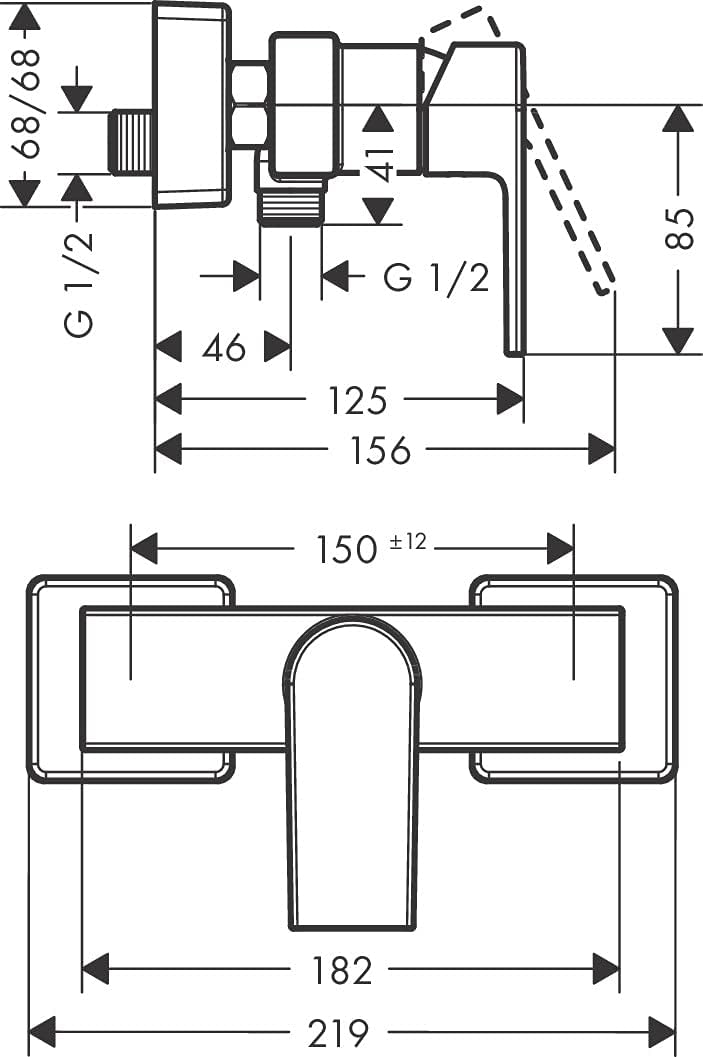 hansgrohe Vernis Shape - Duscharmatur Aufputz für 1 Verbraucher, Mischbatterie Dusche, Einhebelmisch