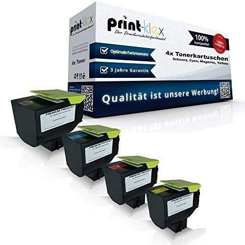 4X Print-Klex Tonerkartuschen kompatibel für Lexmark CX410de CX410dte CX410e CX510de CX510dhe CX510d
