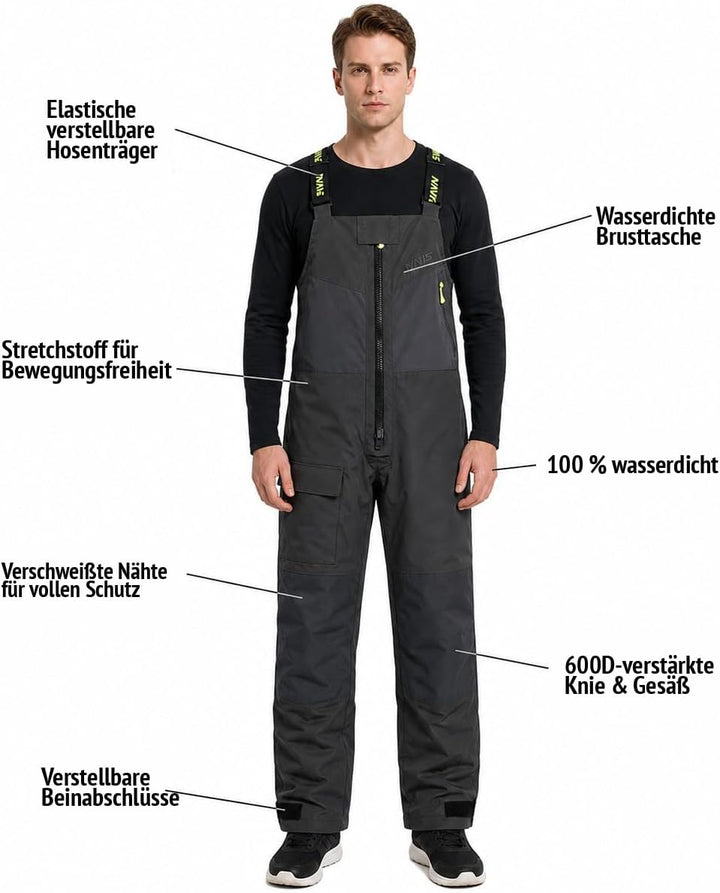 Herren Offshore Segelanzug 3-Lagen Wasserdicht Atmungsaktiv - Profi Segeljacke mit Neon-Kapuze & Ref