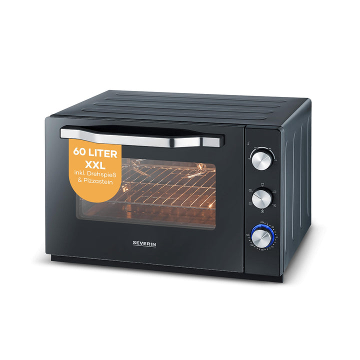 SEVERIN XXL Back- und Toastofen mit Umluftfunktion, Backofen mit Grillrost, Backblech, Drehspiess un
