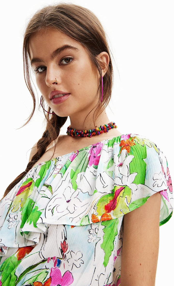 Desigual Damen Dress L Weiss, L Weiss
