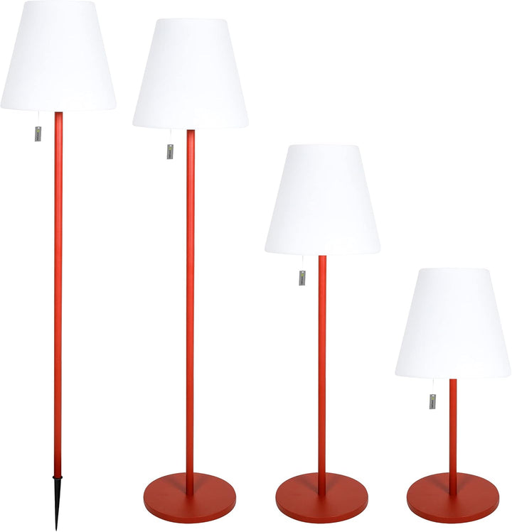 greemotion LED-Akku-Stehlampe Outdoor, 3fach höhenverstellbar, rot, dimmbar
