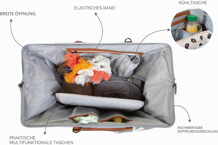 CHILDHOME Mommy Bag, Wickeltasche, Mutterschaft, Reisetasche, grosse Kapazität, Wickelunterlage, ver
