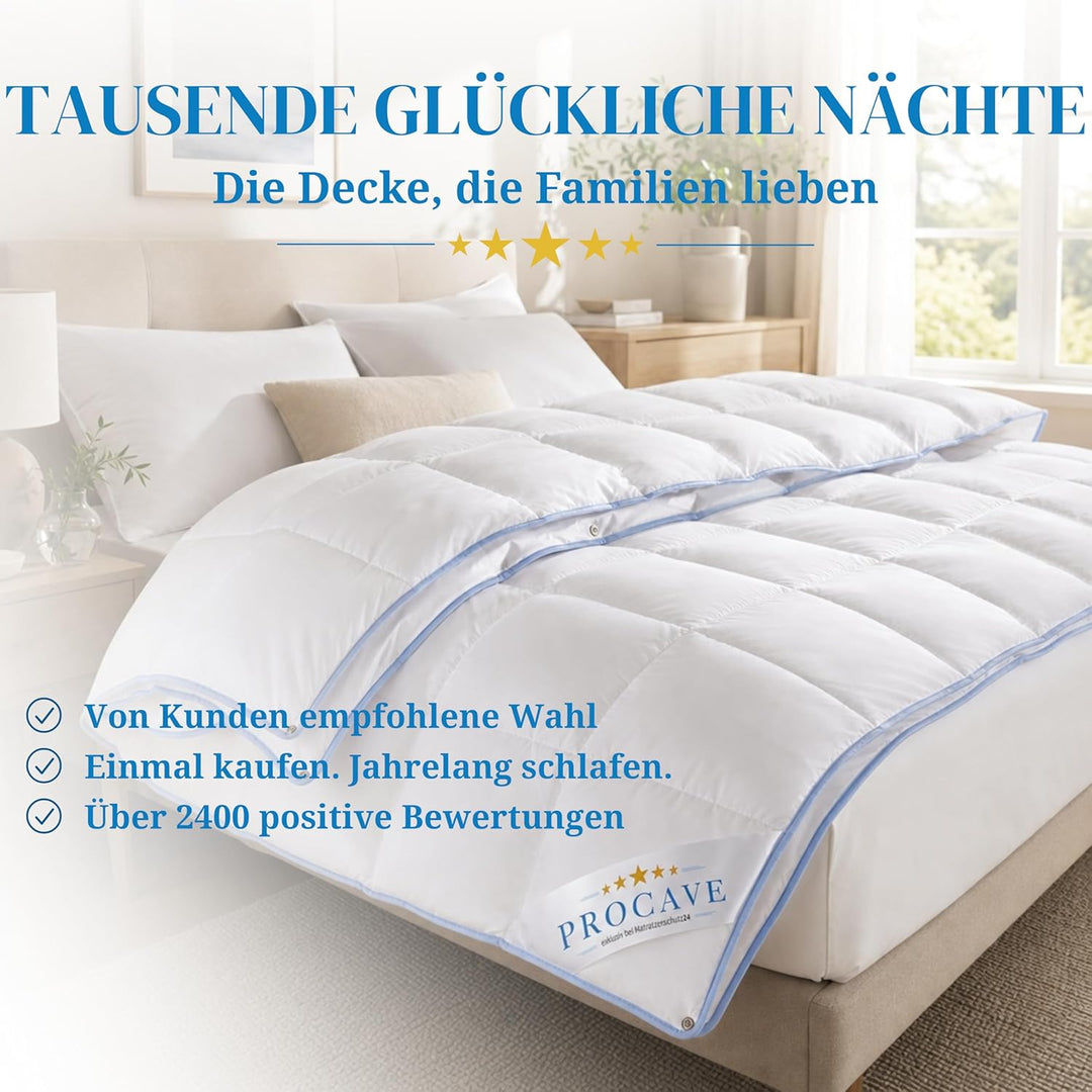 PROCAVE TopCool 4 Jahreszeiten Qualitäts-Bettdecke mit Druckknöpfen für Winter und Sommer | Soft-Kom