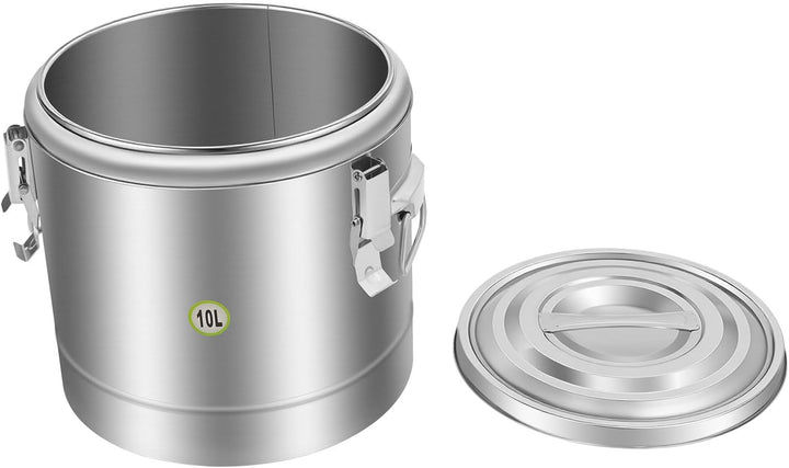 10L Thermobehälter Edelstahl, 12h isoliert mit Deckel &amp; Griffen | 304 Edelstahl, PU-Schaum Isolierun