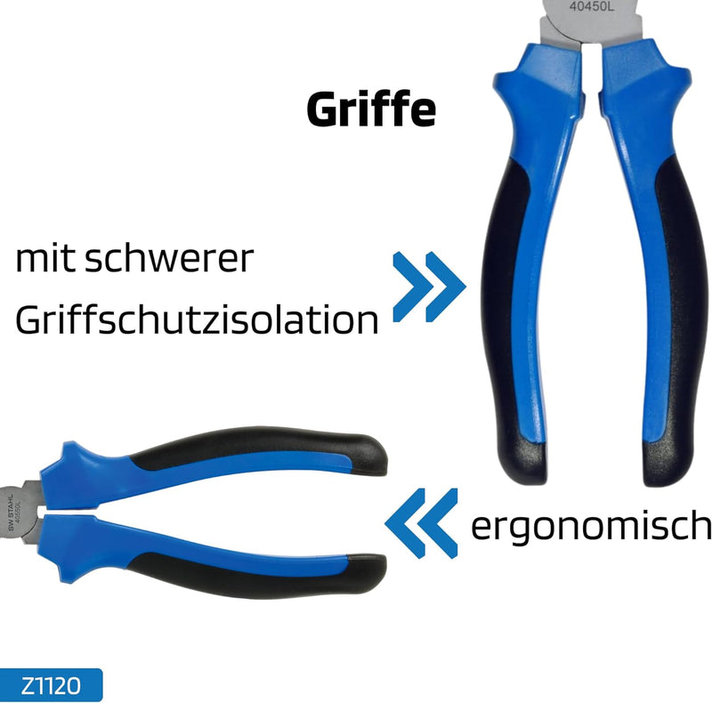 SW-Stahl Z1120 Zangensatz 5-teilig I Kombizange klein I Seitenschneider klein I Wasserpumpenzange 24