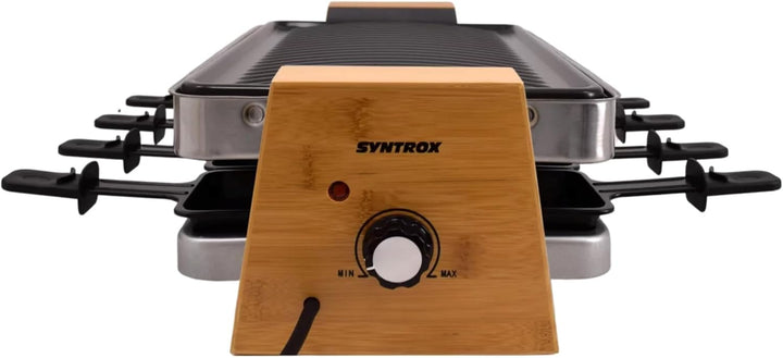 Syntrox Raclette Grill Elektrisch für 8 Personen, 1500W Raclettegrill mit Natursteinplatte und Grill
