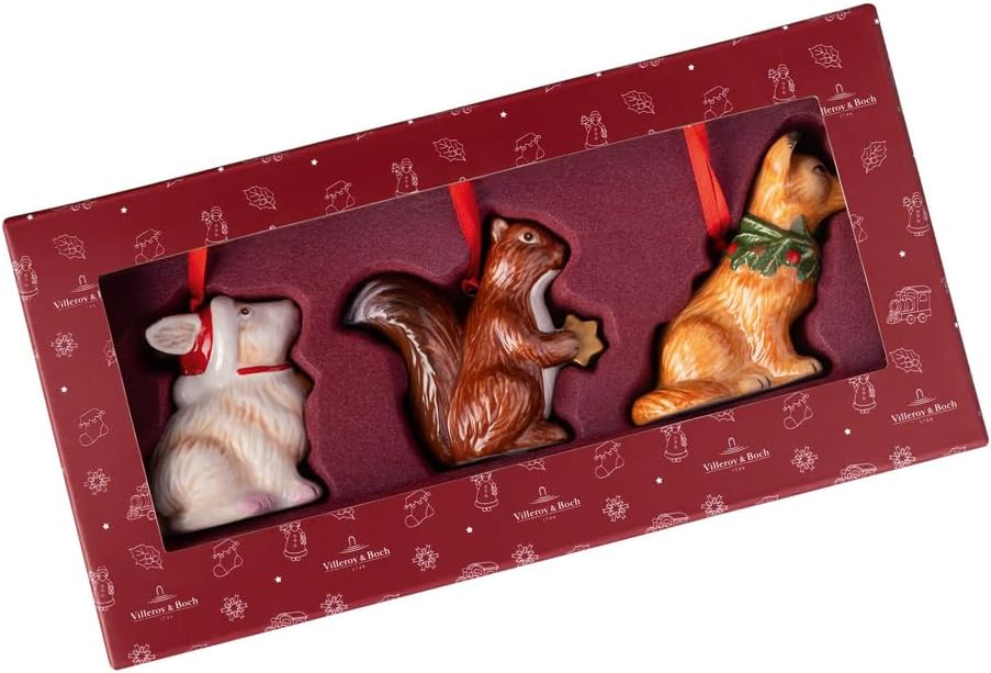 Villeroy und Boch - Nostalgic Ornaments Ornamente Waldtiere, 3tlg., putziges Dekoranhänger-Set aus H