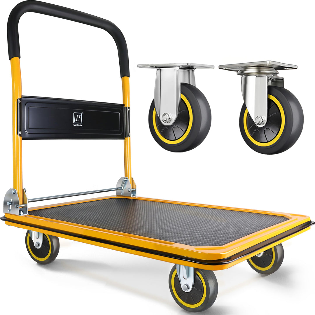 Push Cart Dolly by Wellmax, Moving Platform Hand Truck, Foldable for Easy Storage and 360 Degree Swi