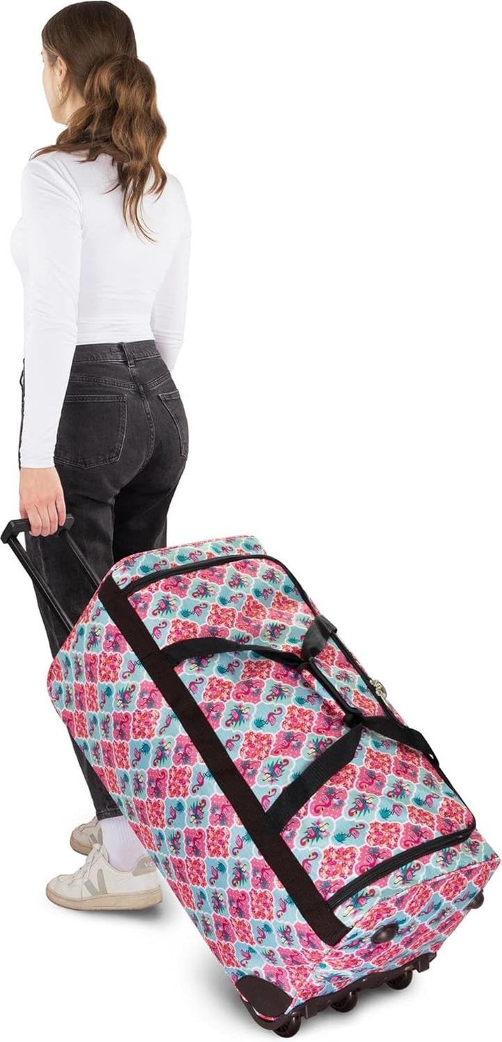 normani Jumbo Reisetasche XXL Trolly mit Rollen aus robustem Material Farbe Rosa Flamingo / 80 Liter