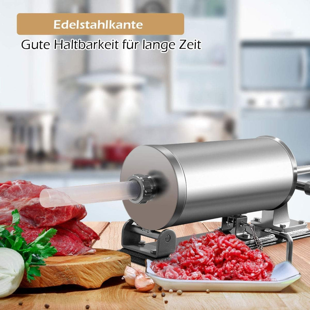 RELAX4LIFE 4 kg Wurstfüller manuell, Wurstfüllmaschine mit 4 Füllrohre, Wurstpritze für Metzgerei &amp;