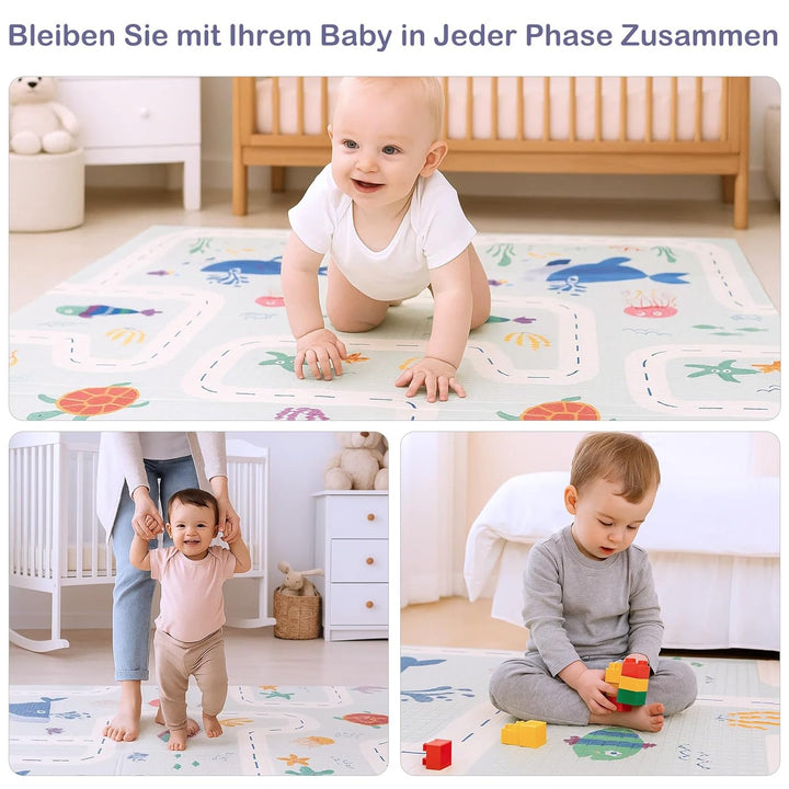 Faltbare Baby-Spielmatte – Extra grosse, wasserdichte Krabbelmatte aus weichem Schaumstoff, rutschfe