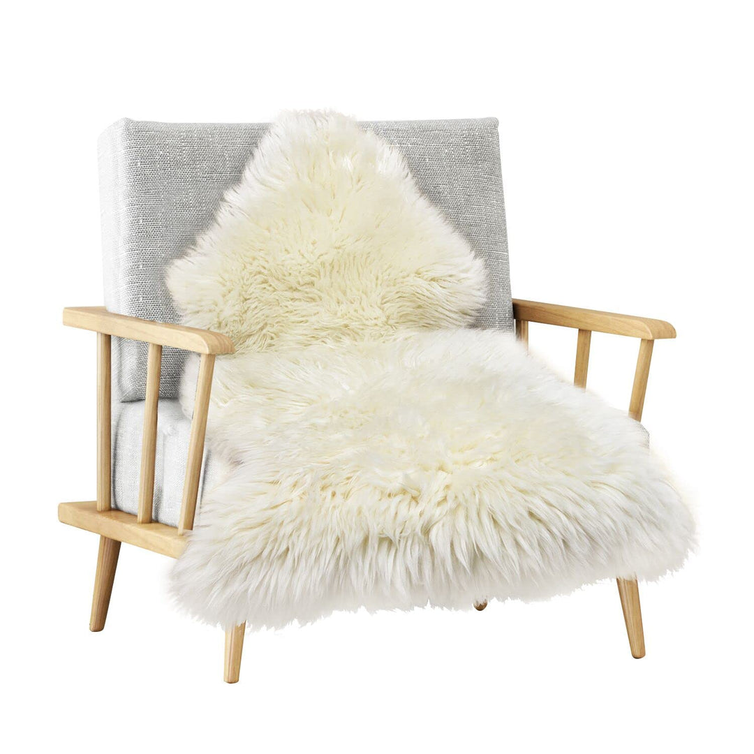 MYLUNE HOME Lammfell Teppich Schaffell echt 90x 60cm schafsfelle weiche und Flauschige Decke beige S