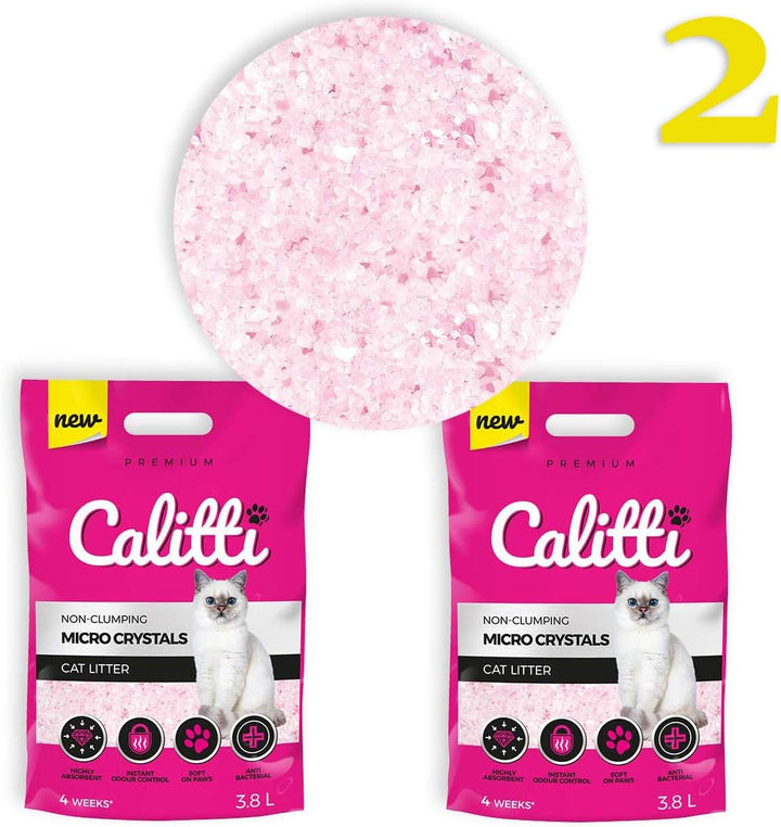Calitti - Micro Silikat Katzenstreu | Premium Crystals Silikatstreu | Antibakteriell Katzensand | 2-