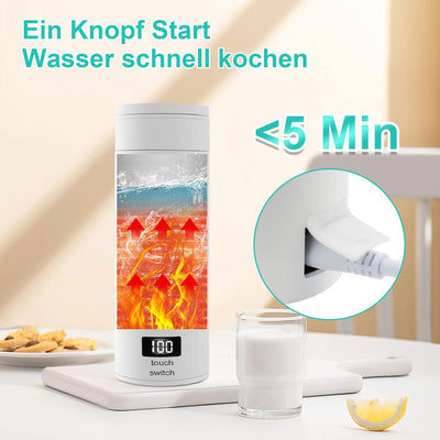 Reise Wasserkocher Klein, Elektrische Wassertasse,220V 300W Schnellkoch-Teekanne-Heizbecher mit Temp