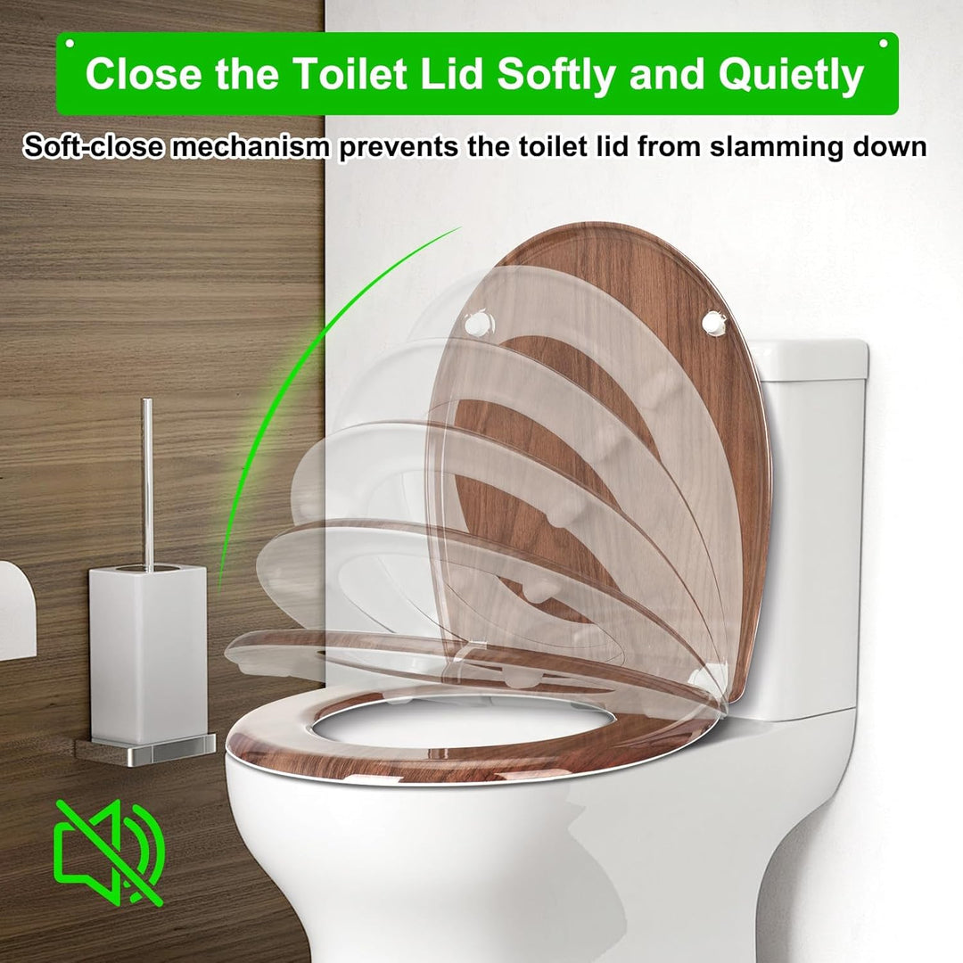 Premium WC-Sitz Toilettensitz mit Absenkautomatik, YOTOREE Toilettendeckel, O Form Duroplast Klodeck