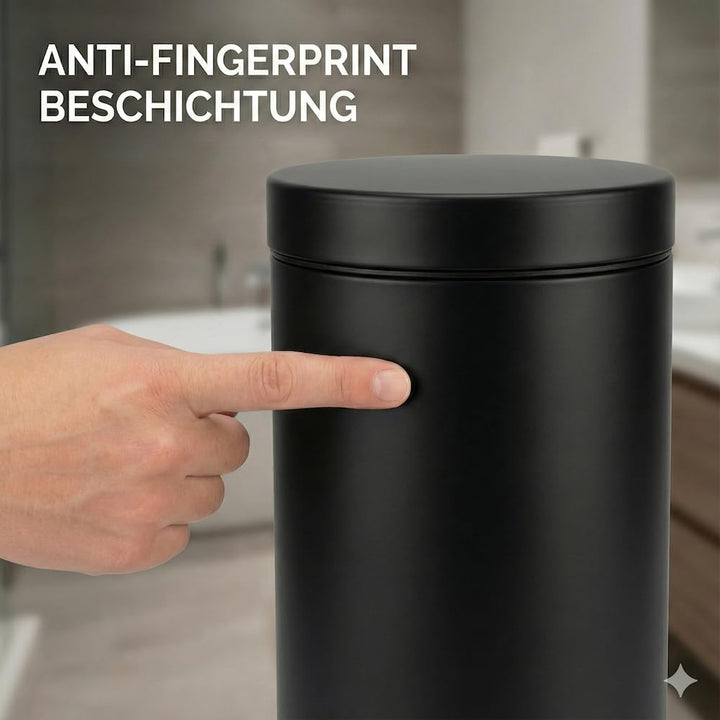 Spirella Kosmetikeimer 3L Schwarz Edelstahl mit Absenkautomatik, Anti-Fingerabdruck, Softclose, gros