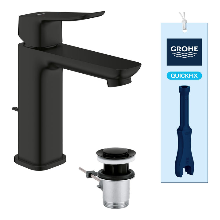 GROHE Dice, Waschtischarmatur, wassersparend (Wasserhahn für das Bad, Badarmatur mit Zugstangen-Abla