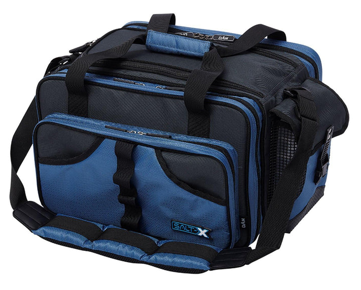 DAM STEELPOWER Blue - Pilk- und Ködertasche, 18 PVC Röhren, 2 Boxen, viele Fächer, Schultergurt, was
