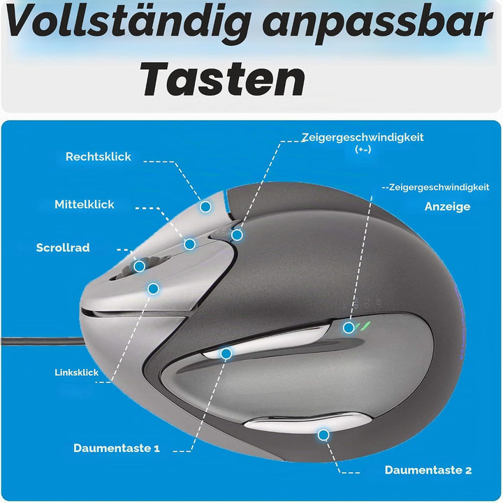 Evoluent VM4L Vertikale Maus für LinksHänder, schwarz Einzelbett Einzelbett