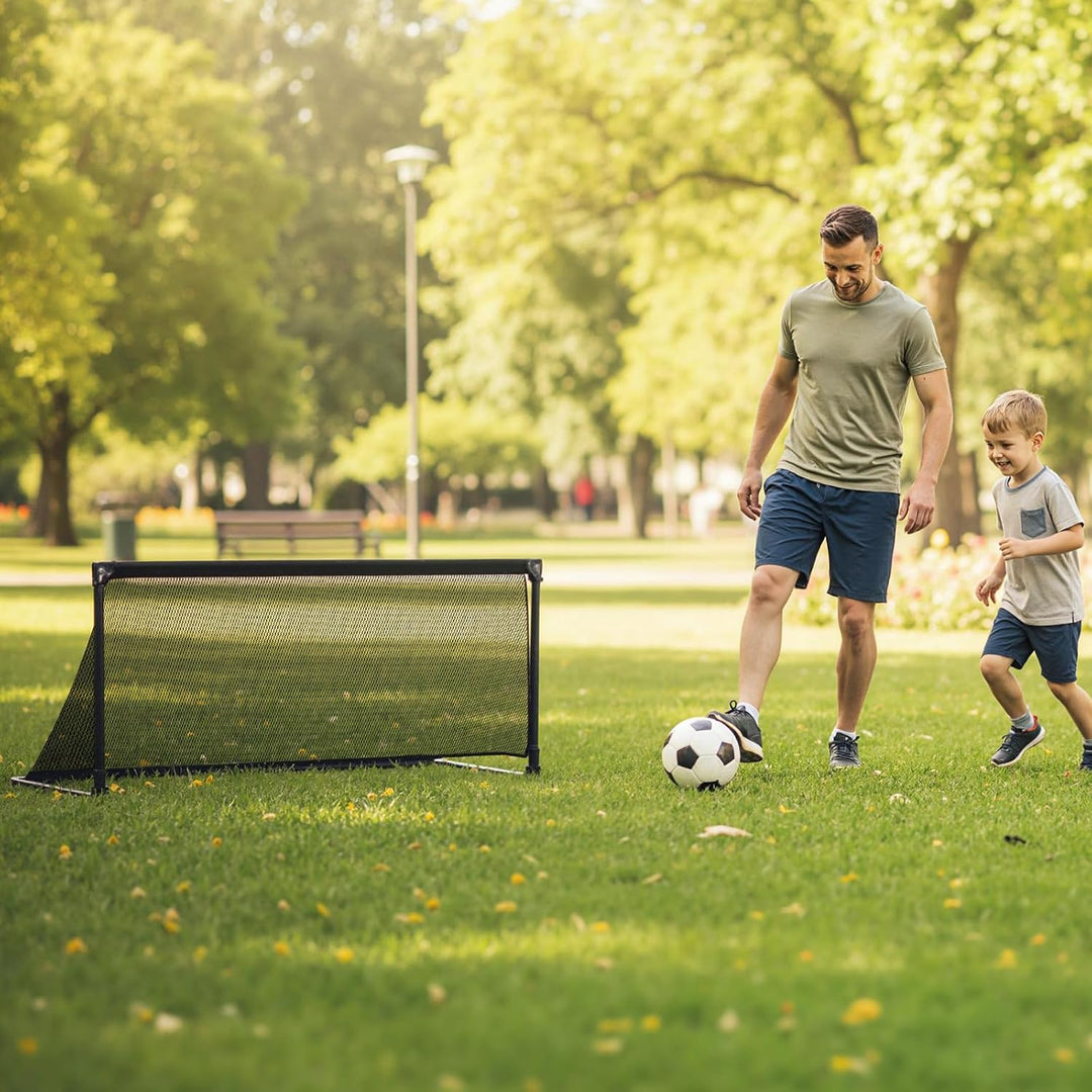 COSTWAY Fussballtor faltbar für Garten Kinder, Fussballtor mit Metallrahmen, wetterfestem PE-Netz &amp;