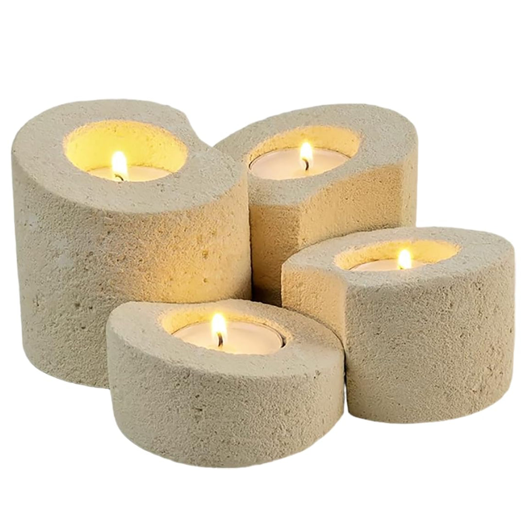 Teelichthalter Set mit 4 modernen Designs für Gastgeschenke oder Dekorationen. Handarbeit.