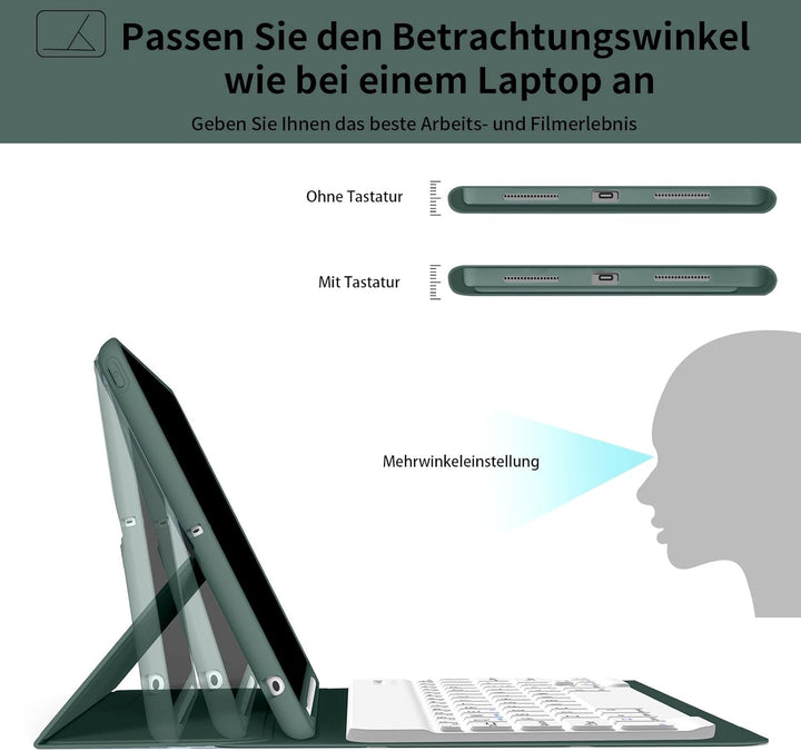 ZOYU Hülle mit Tastatur für iPad 9. Generation 2021/iPad 8. Generation 2020/iPad 7. Generation 2019,