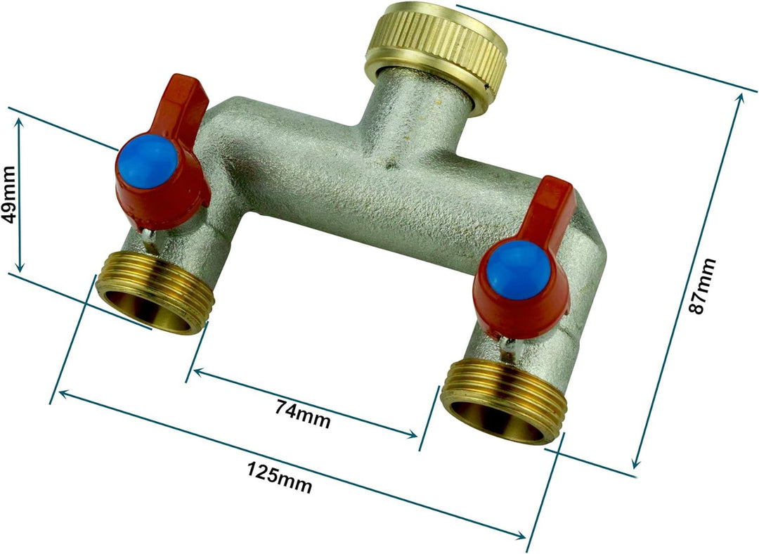 Verteiler 2-Wege 3/4" zum Anschluss 2 Geräten Gartenschlauch